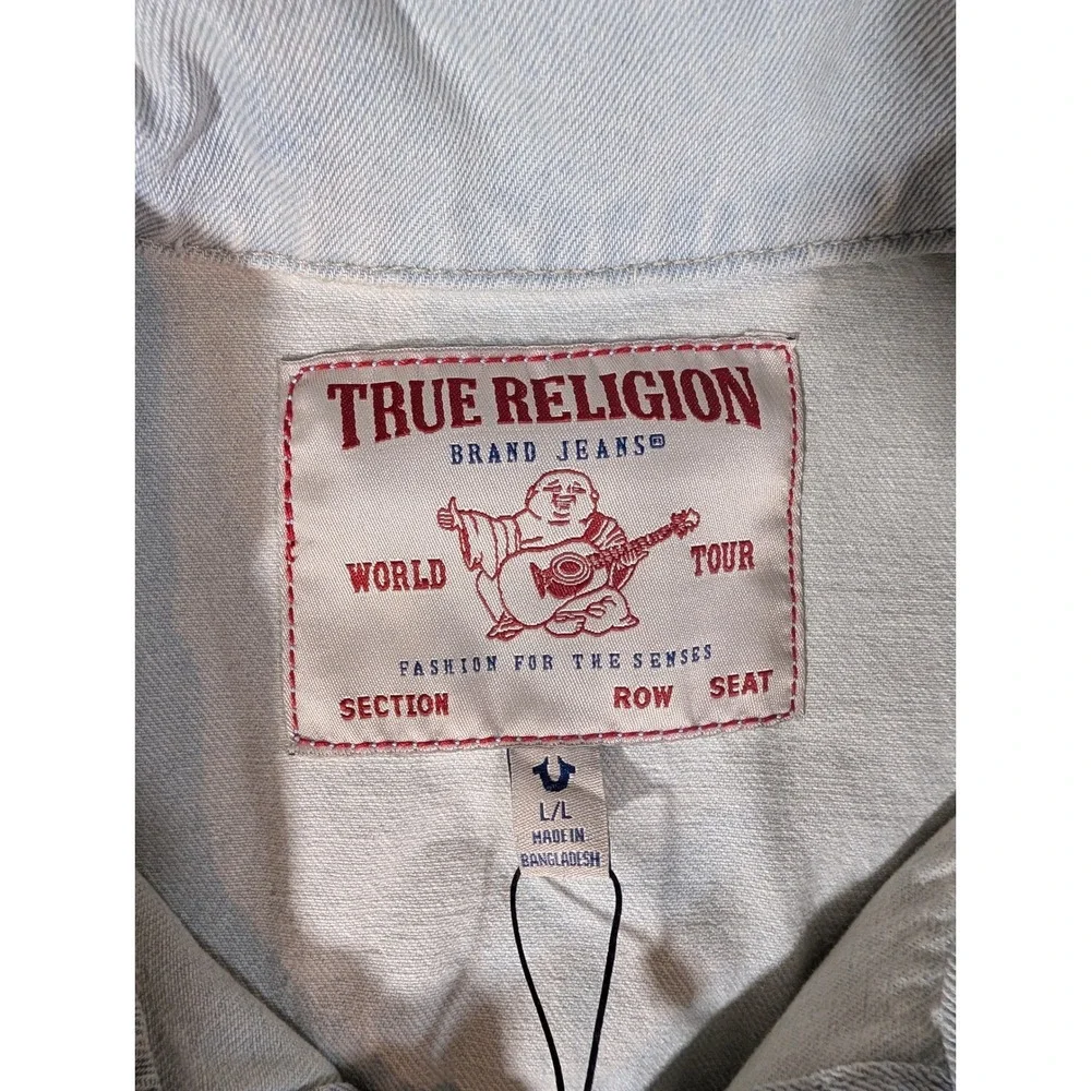 True Religion Jesse SN Trucker Jacket Light Blossom Wash Denim Blue 108073 Men L